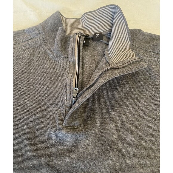 Hugo Boss Men’s Sz L 1/4 Zip Pullover Sweater Gray Cotton Casual Classic EUC - Picture 6 of 14